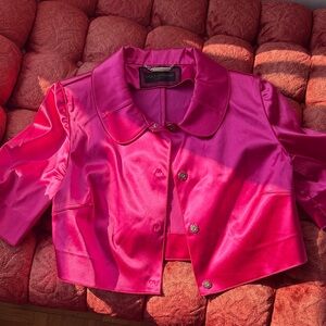 Dolce & Gabbana Women's Fuchsia Satin Cropped Jacket